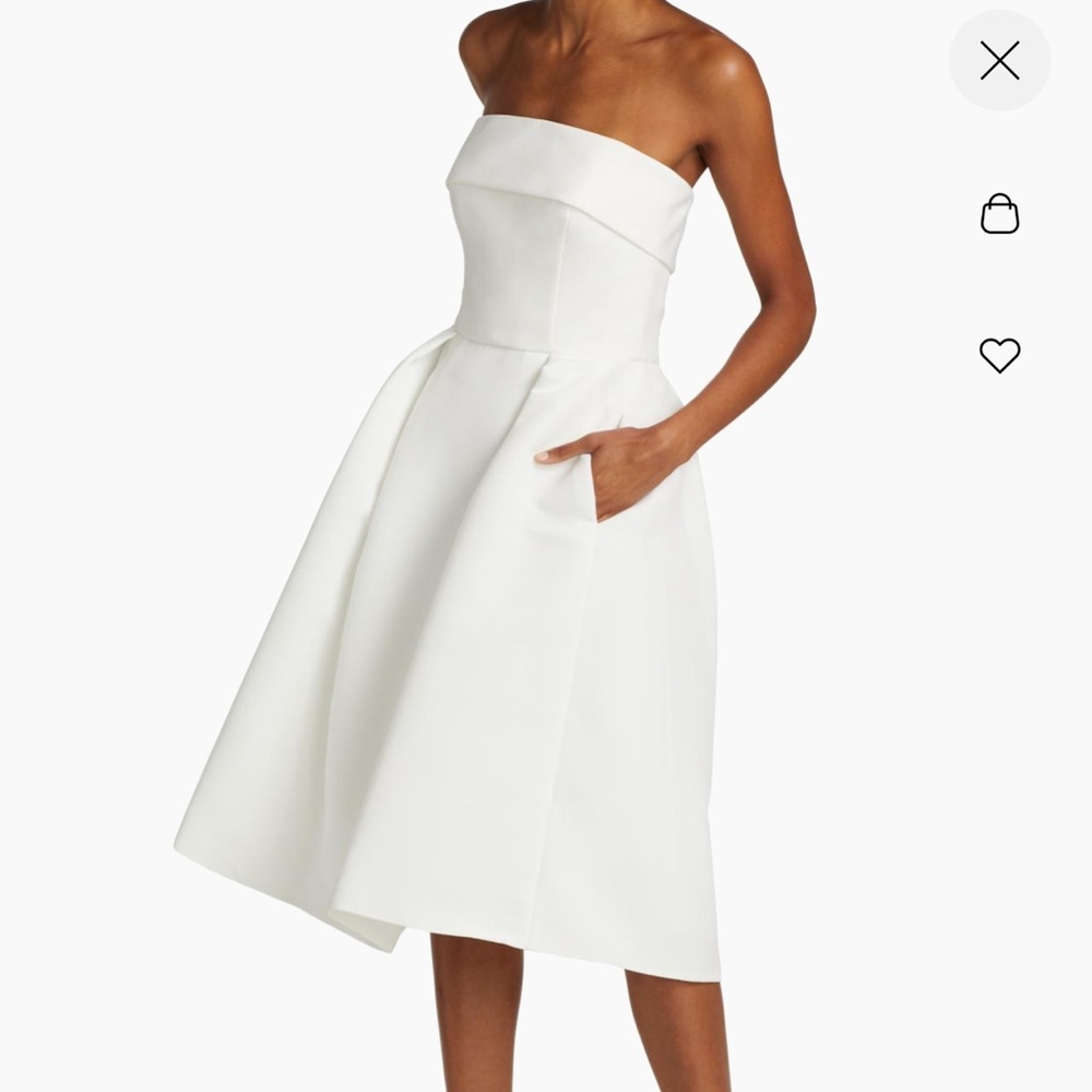 Amsale Silk Faille White Strapless Mini Dress